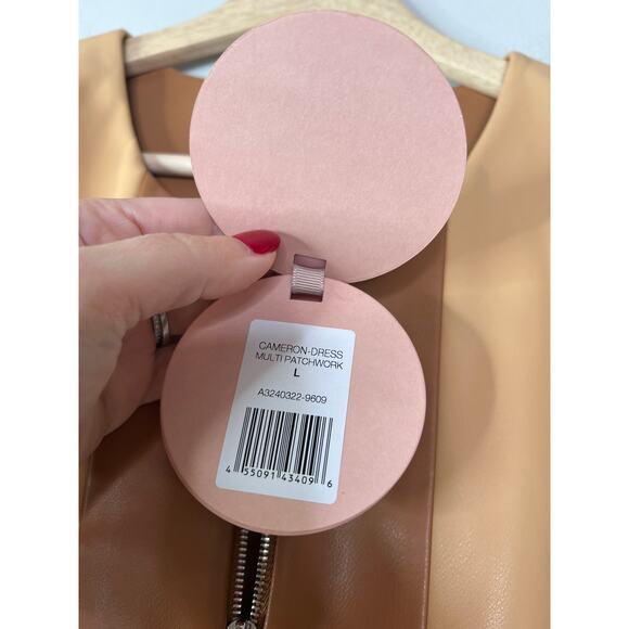 NWT Alexis Long Sleeve Vegan Leather Cameron Mini Dress Color Block Size: Large - Picture 5 of 9